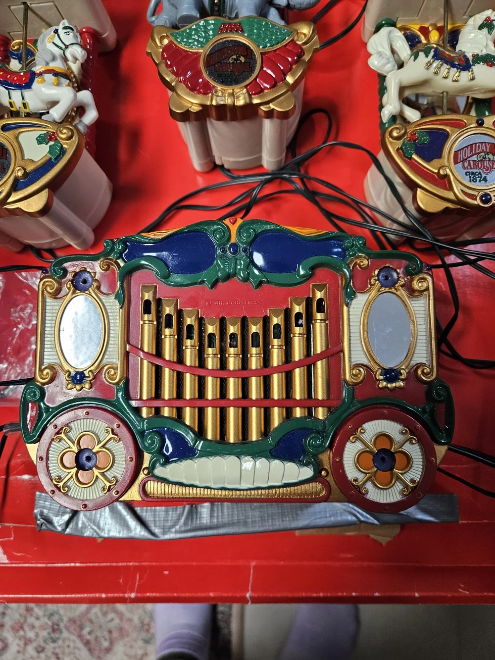 Holiday Carousel Lighted Musical Decoration - Red/Green